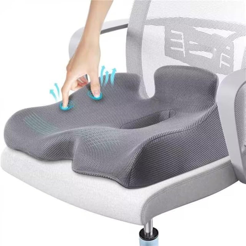Benazcap Memory Seat Cushion for Office Chair Sciatica & Back Pain Relief Memory Foam Firm Coccyx Pad for Car, Wheelchair, Gaming Chair and Desk Chair, Gray - Image 1